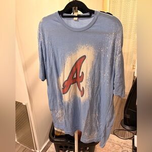 Blue Bleach Dyed Atlanta Braves Women’s Shirt